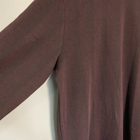 Topman Herringbone Long Sleeve Shirt In Burgundy - Picture 5 of 7